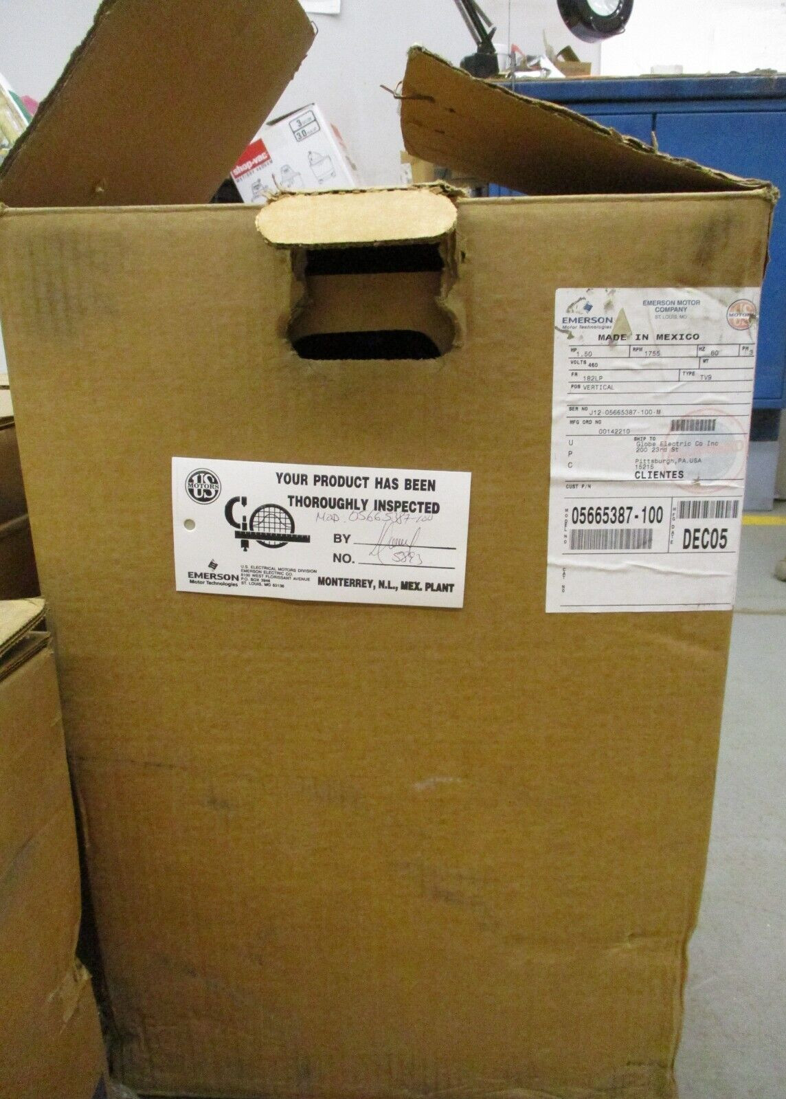 US Electrical Motors 05665387-100 Vertical Motor FR 182LP 3 Phase 1.5HP A4613AES