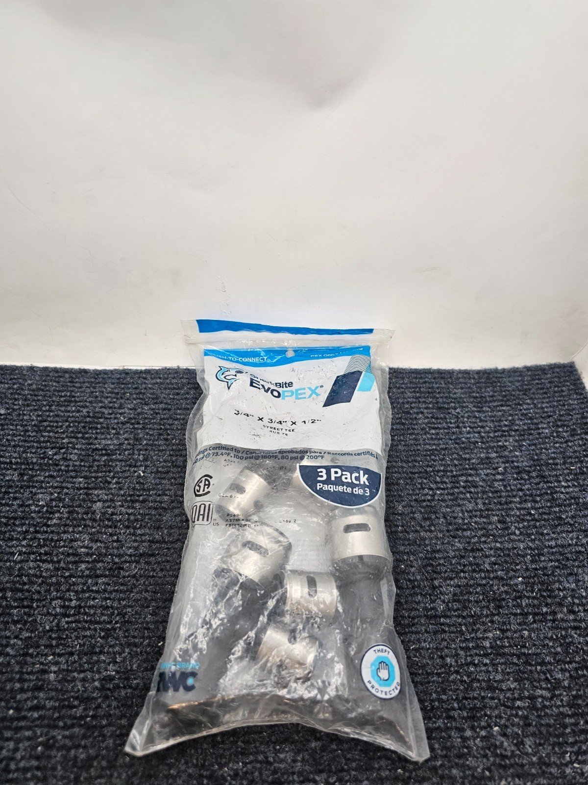 (QTY 3) SHARKBITE EVOPEX K4483WP3: 3/4″ X 3/4″ X 1/2″ STREET TEE