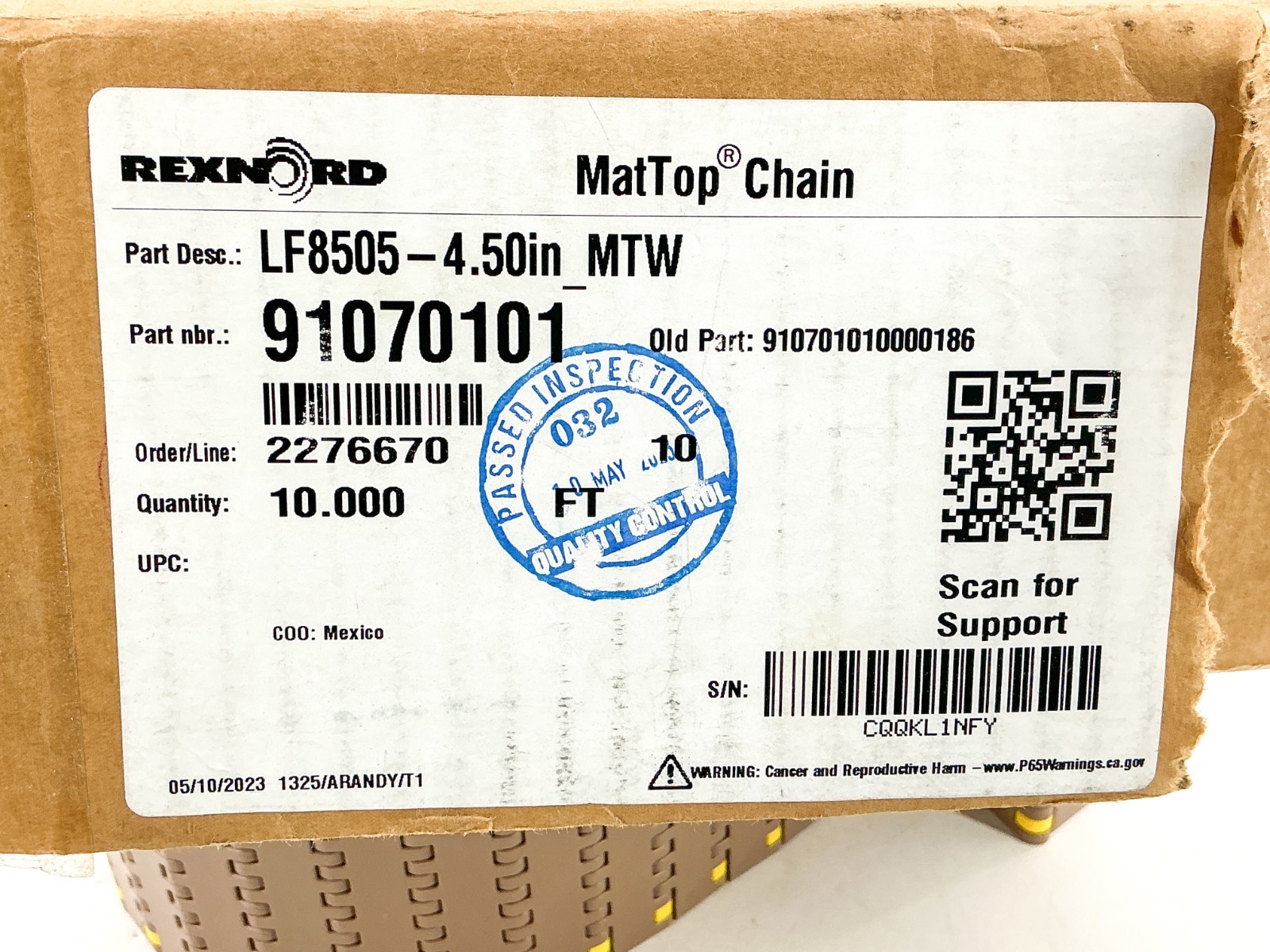 New Rexnord LF8505-4.50IN_MTW Matop Chain 4.5″W 10″L 91070101 910701010000186