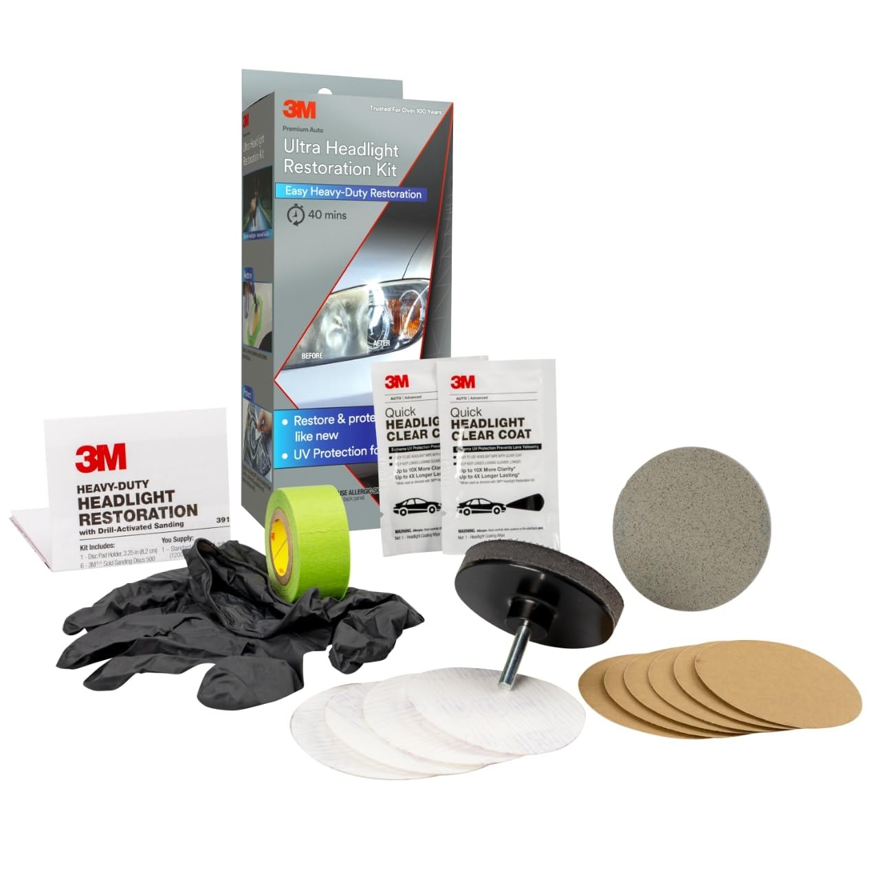 3M Ultra Headlight Restoration Kit, Contains 1 Count (Pack of 1), Gray