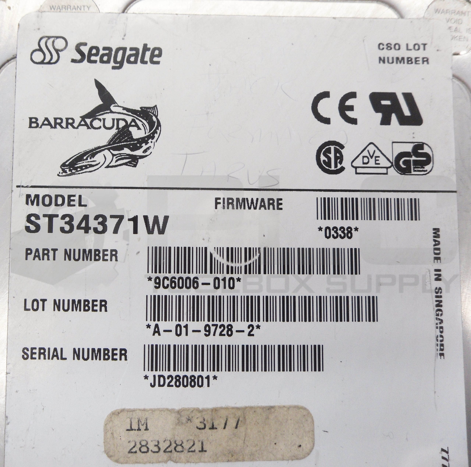 SEAGATE ST34371W HARD DRIVE PC6006-010