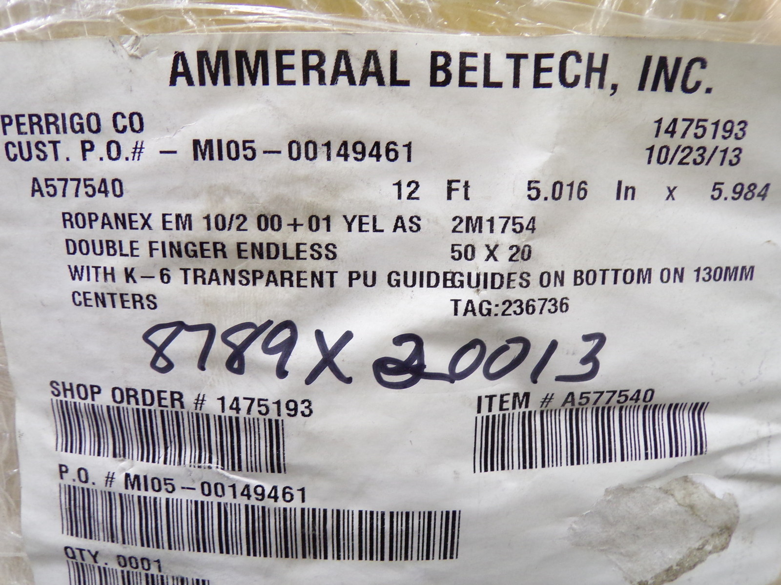 NEW Ammeraal Beltech M105-00149461 Conveyor Belt A577540 12′ Ropanex EM 10/2