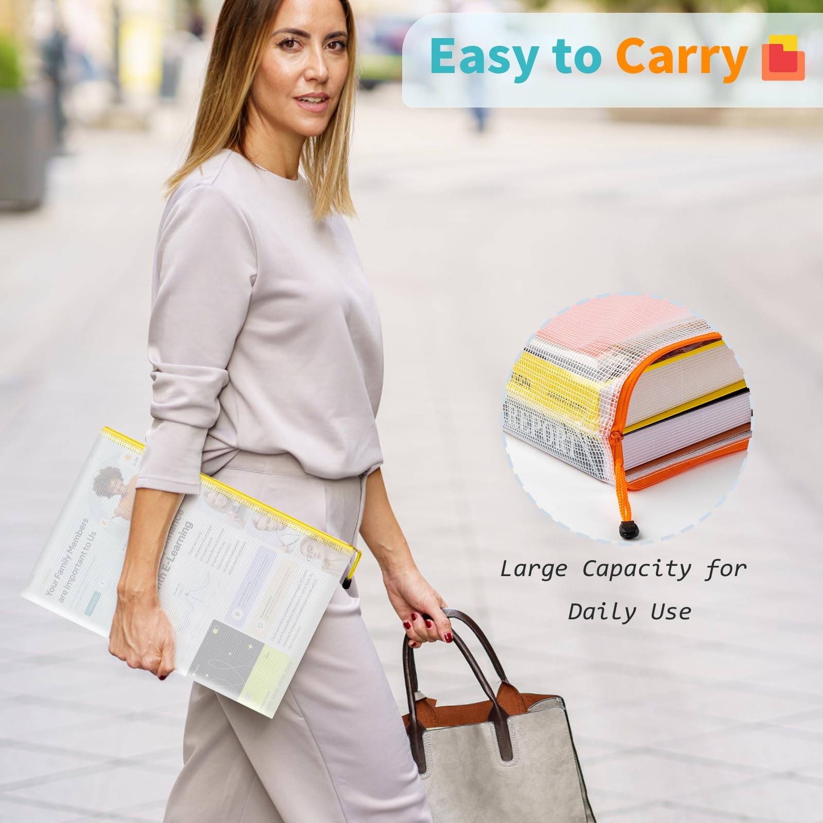 Umriox 24 Pack 12 Colors Zipper Pouches for A4 (13.0×9.0 in), 24p-12c