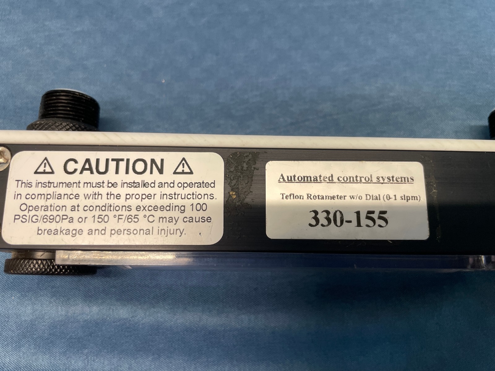 Automated Control Systems 330-155 Teflon Rotameter W/O Dial 0-1 slpm PTFE