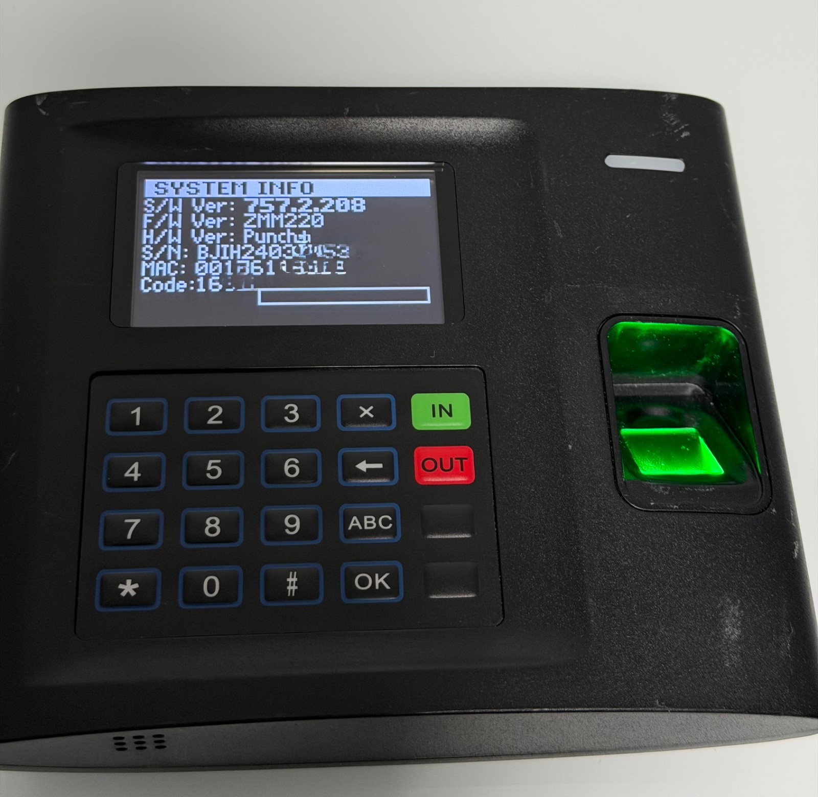 Biometric Data Collection Terminal Fingerprint Time Clock TCP/IP, Power Supply