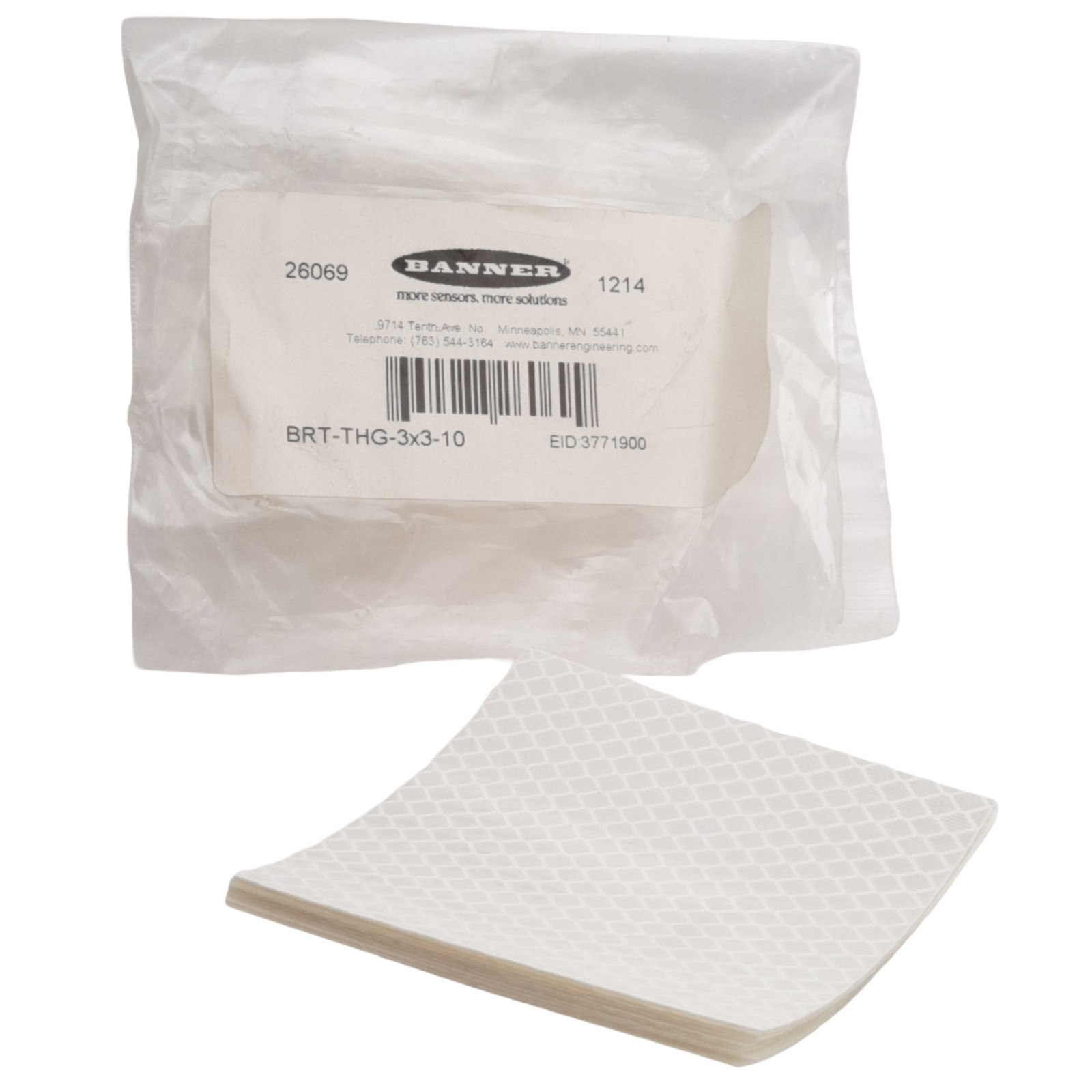 Banner 26069 Retroreflective Tape Reflector 75 x 75mm, 0.7 Reflectivity Factor
