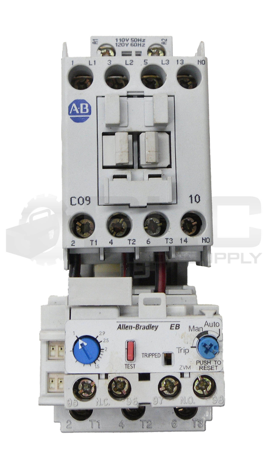 ALLEN BRADLEY 100-C09*10 /A CONTACTOR 600VAC 25A W/ 193-EB1DB /B OVERLOAD RELAY