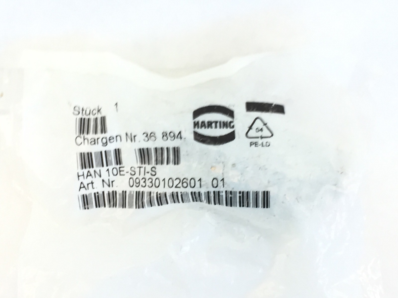 NEW! HARTING HAN10E-STI-S 10-PIN MALE TERMINAL BLOCK (A577)