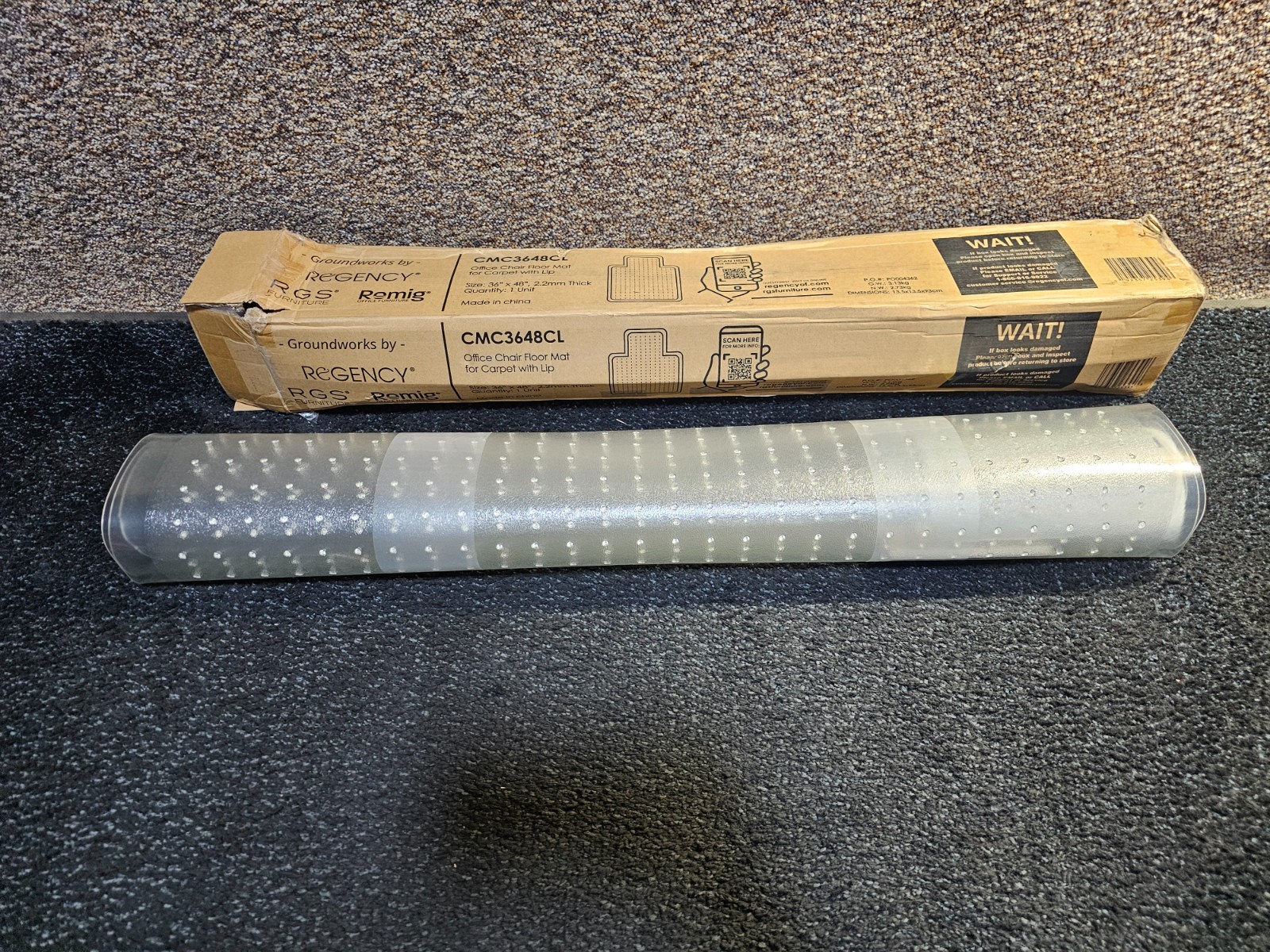 Romig Gripper Office Chair Mat for Carpet with Lip, 36 x 48 inch Thick 2.2mm
