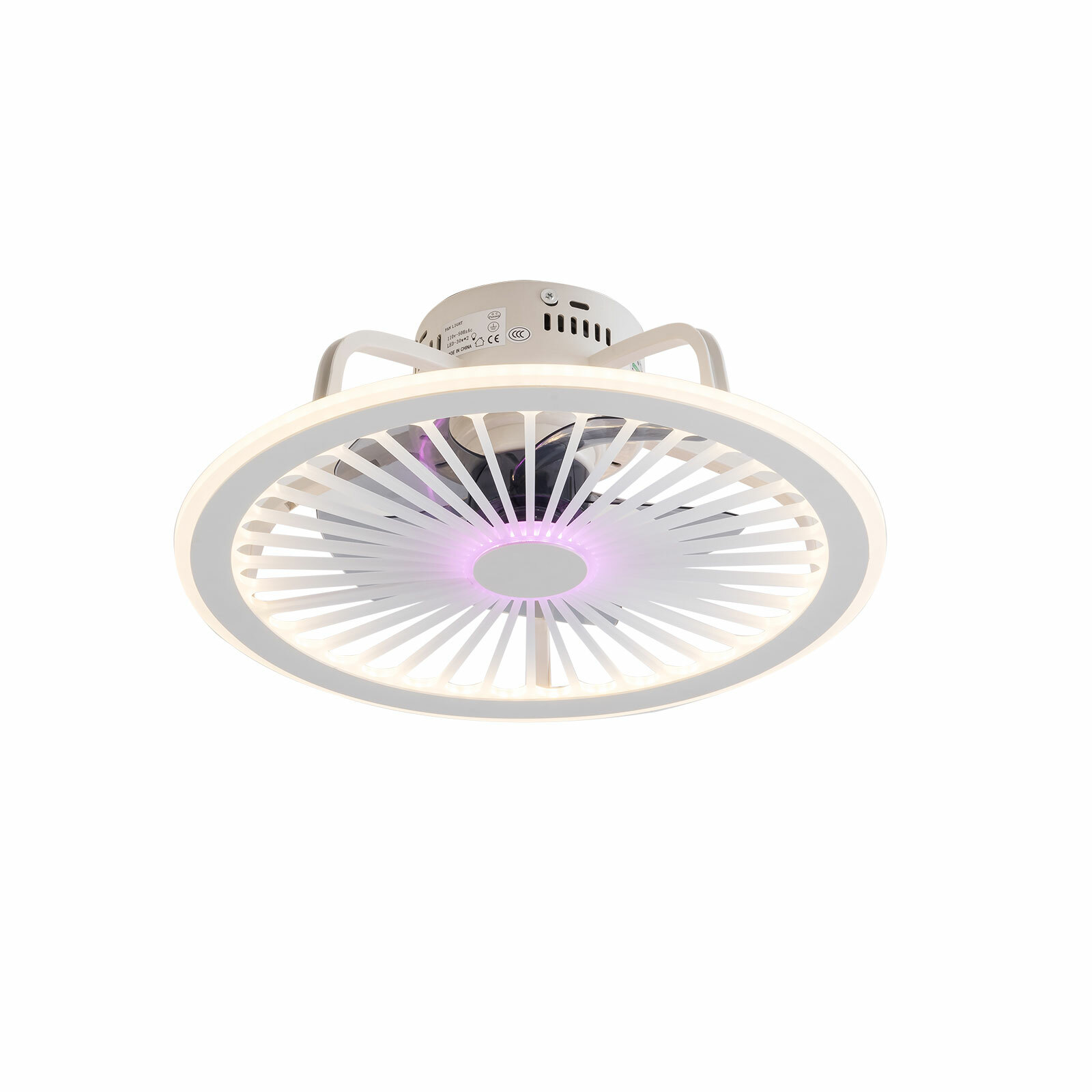 Modern Invisible Ceiling Fan Light 3-Color Dimmable LED Chandelier Lamp W/Remote