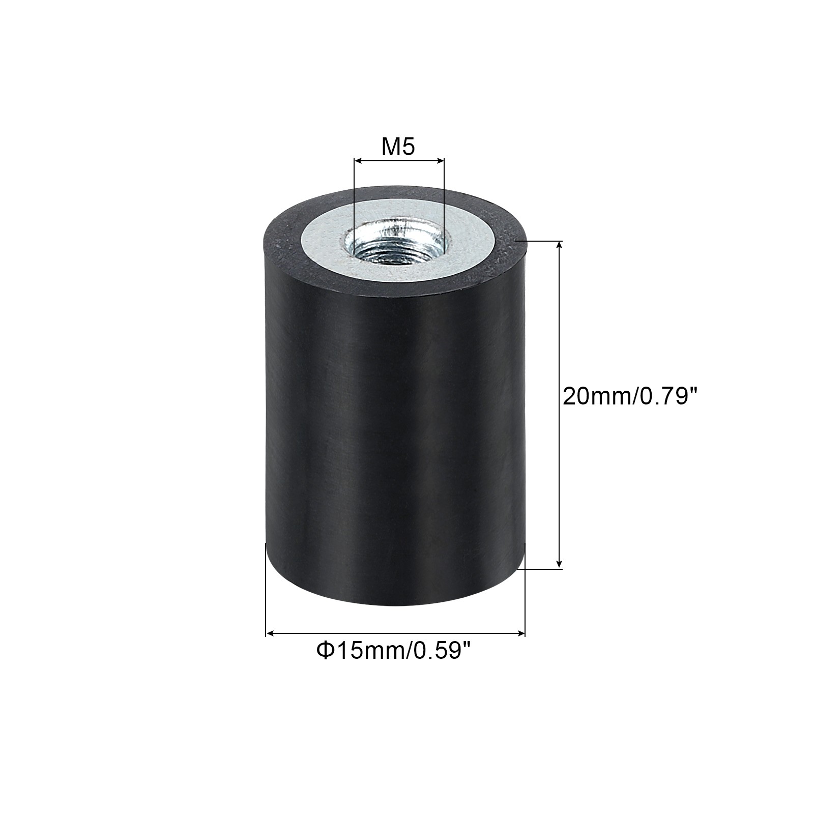 4Pcs 15 x 20mm M5 Thread Female Rubber Mounts Silent Block Base Block