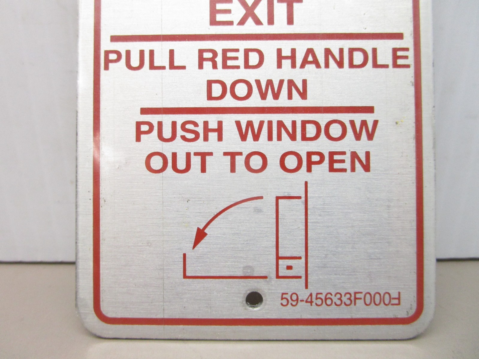 Gillig 59-45633-000 Emergency Exit Instruction Placard Panel