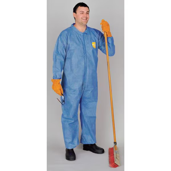 Dupont 10 Coverall. Collar. Elastic Wrists and Ankles. Elastic Waist. Blue. 5X