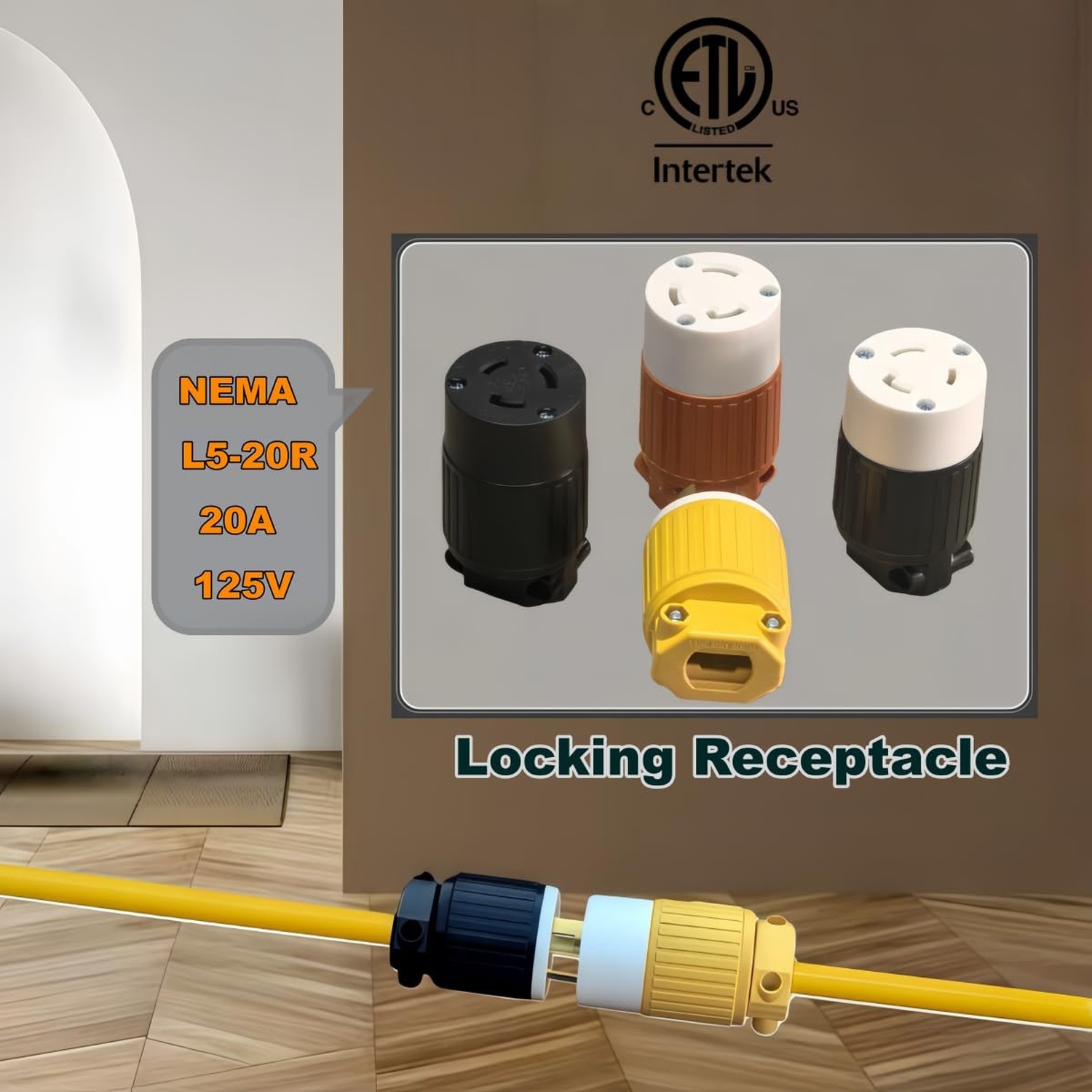 NEMA L5-20R Locking Plug Receptacle,Twist Lock L5-20R 20Amp 125Volt AC Connec…