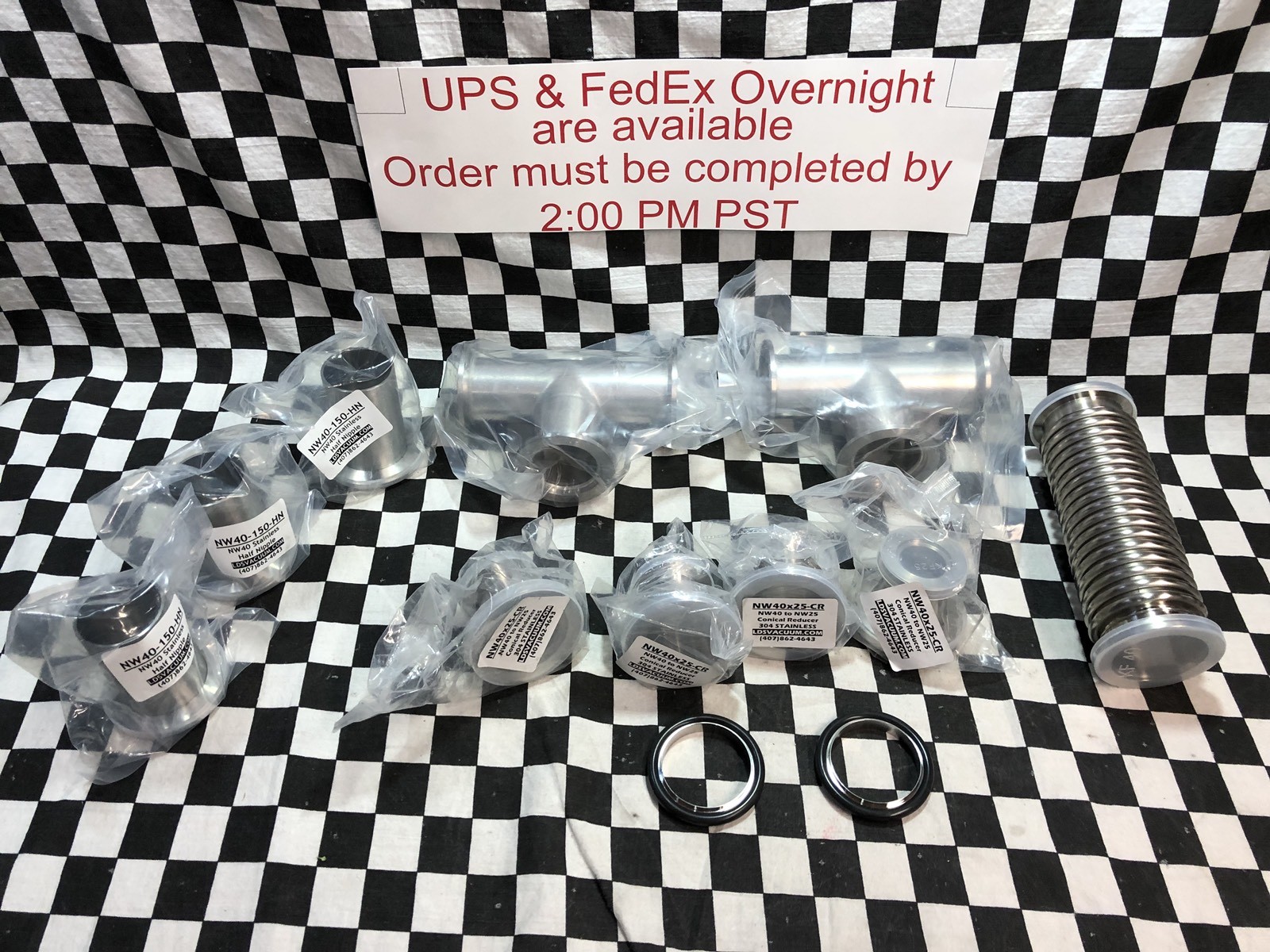 12X VACUUM FITTING CONICAL REDUCER FLEXIBLE TEE CENTERING RING NW40, NW40xNW25,