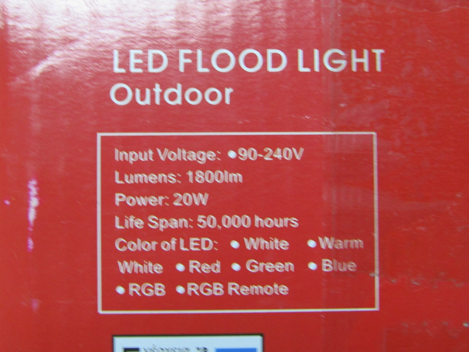 💥NEW 20W OUTDOOR LED FLOOD LIGHT 1800 LM 90-240 VAC 50,000 HR