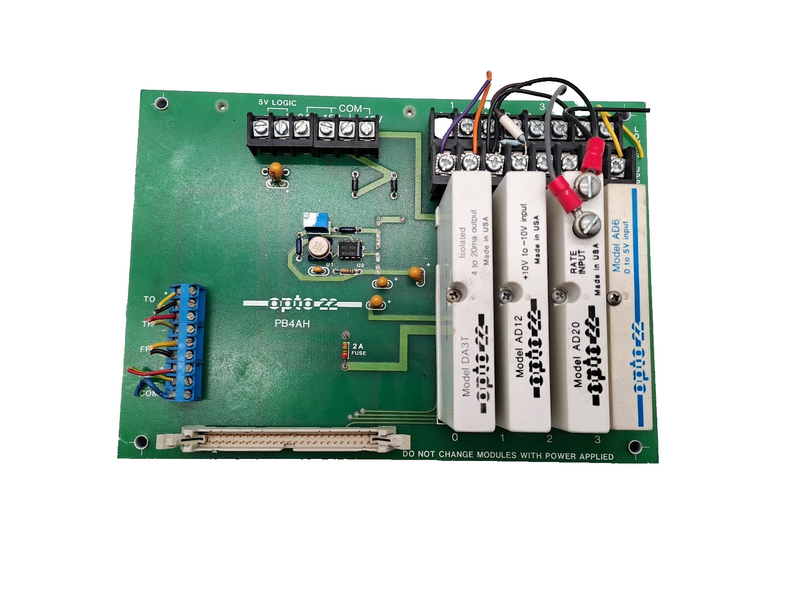 Opto22 PB4AH Circuit Board W/Optp22 DA3T/AD12/AD20/AD6