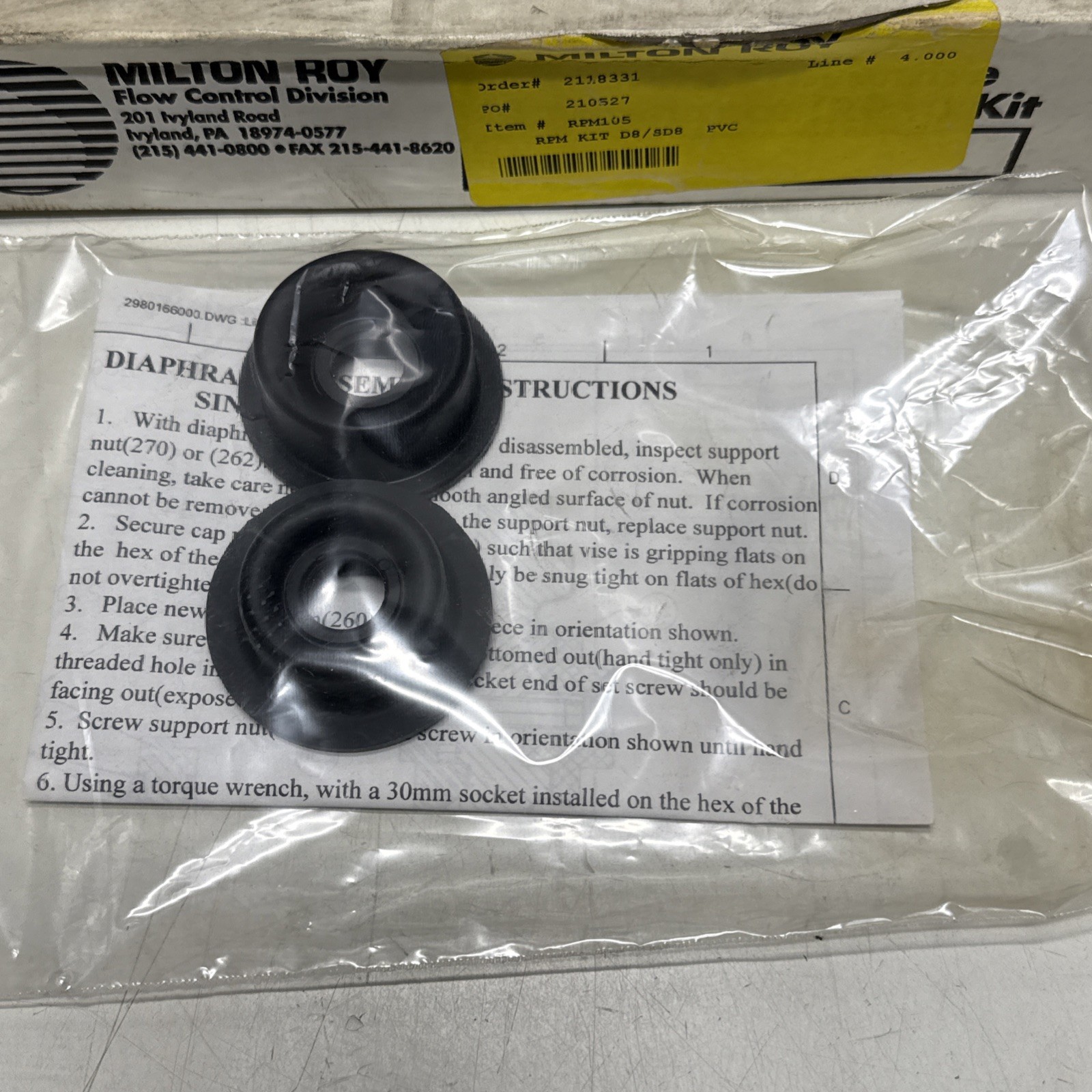 MILTON ROY RPM105 RPM KIT D8/SD8 PVC NSMP
