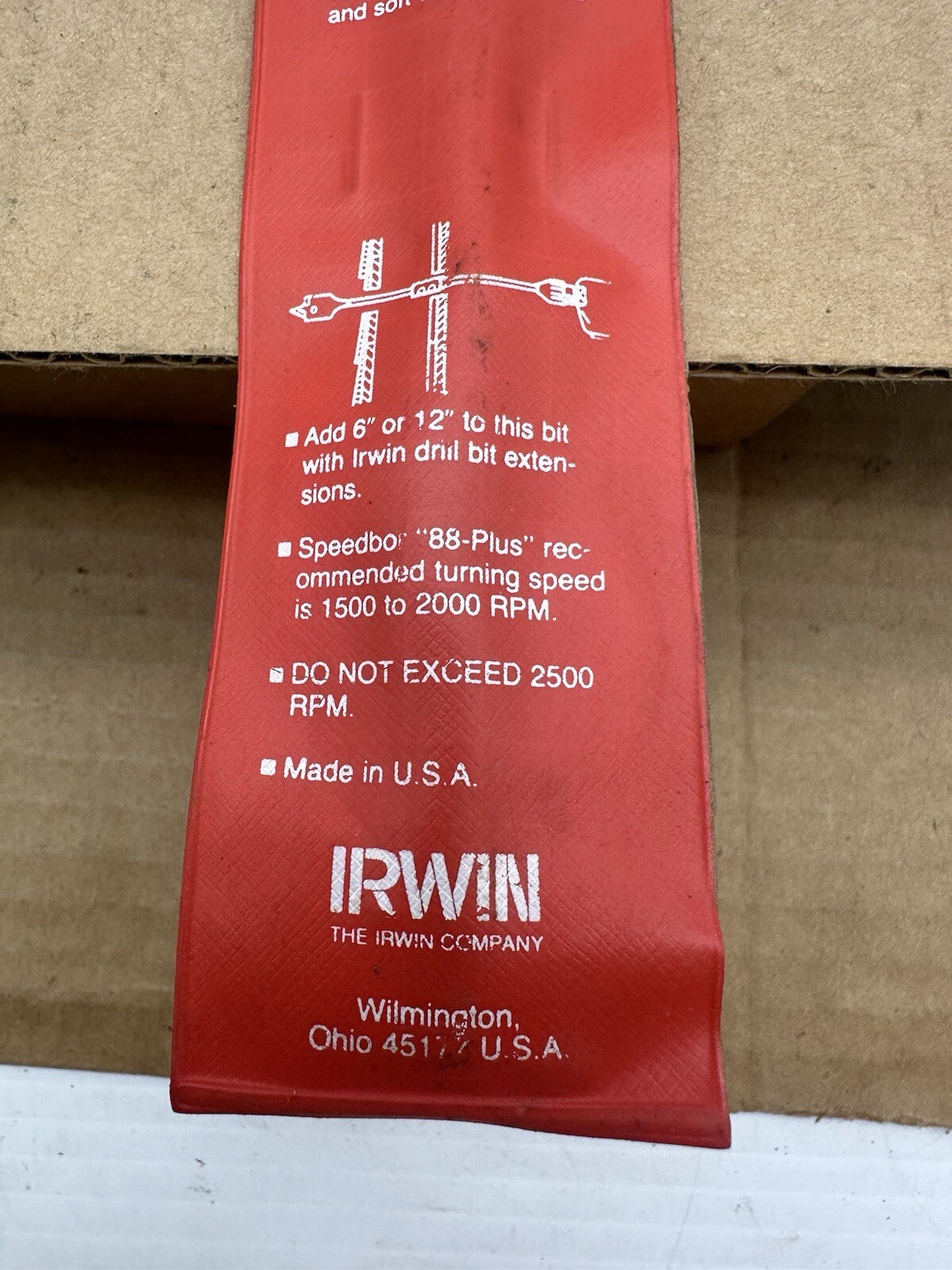 Vintage Irwin Wood Boring Electric Drill Bit Tool “88-PLUS” 1-3/8″ x 6″ Made USA