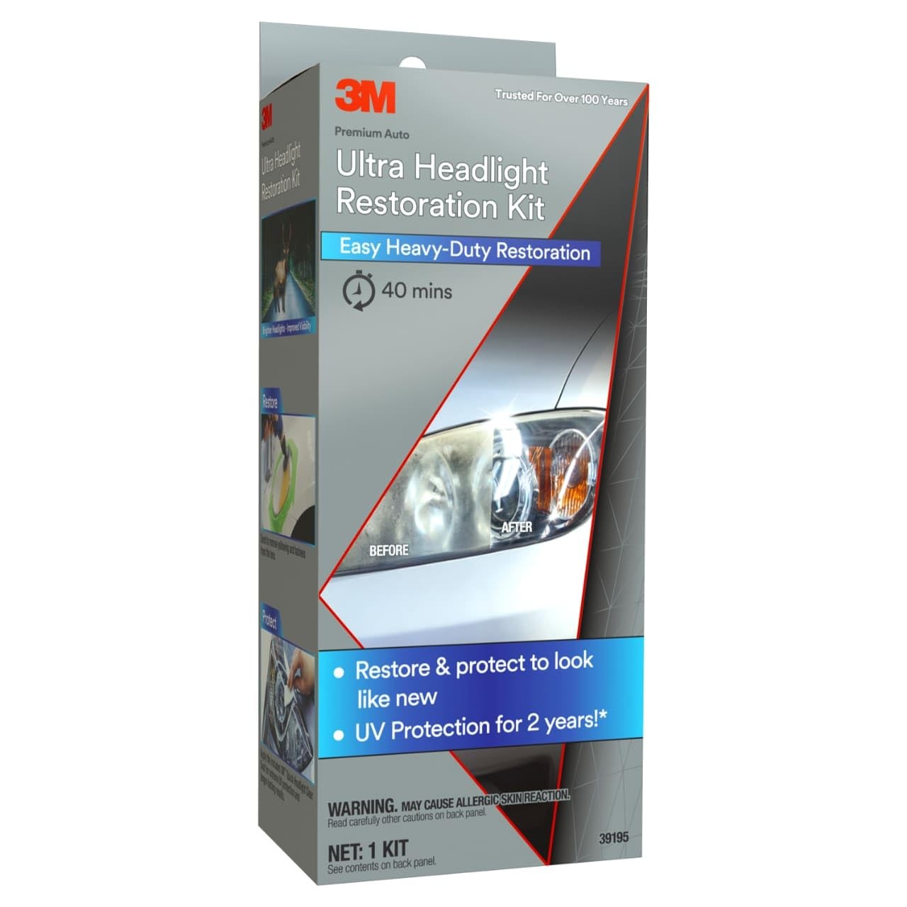 3M Ultra Headlight Restoration Kit, Contains 1 Count (Pack of 1), Gray