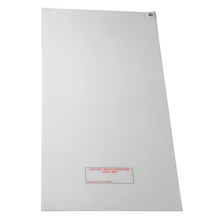 Tacky Floor Mat, Polyethylene, 1.5 Mil Thick, 18 In W X 45 In L, White, 30, 4