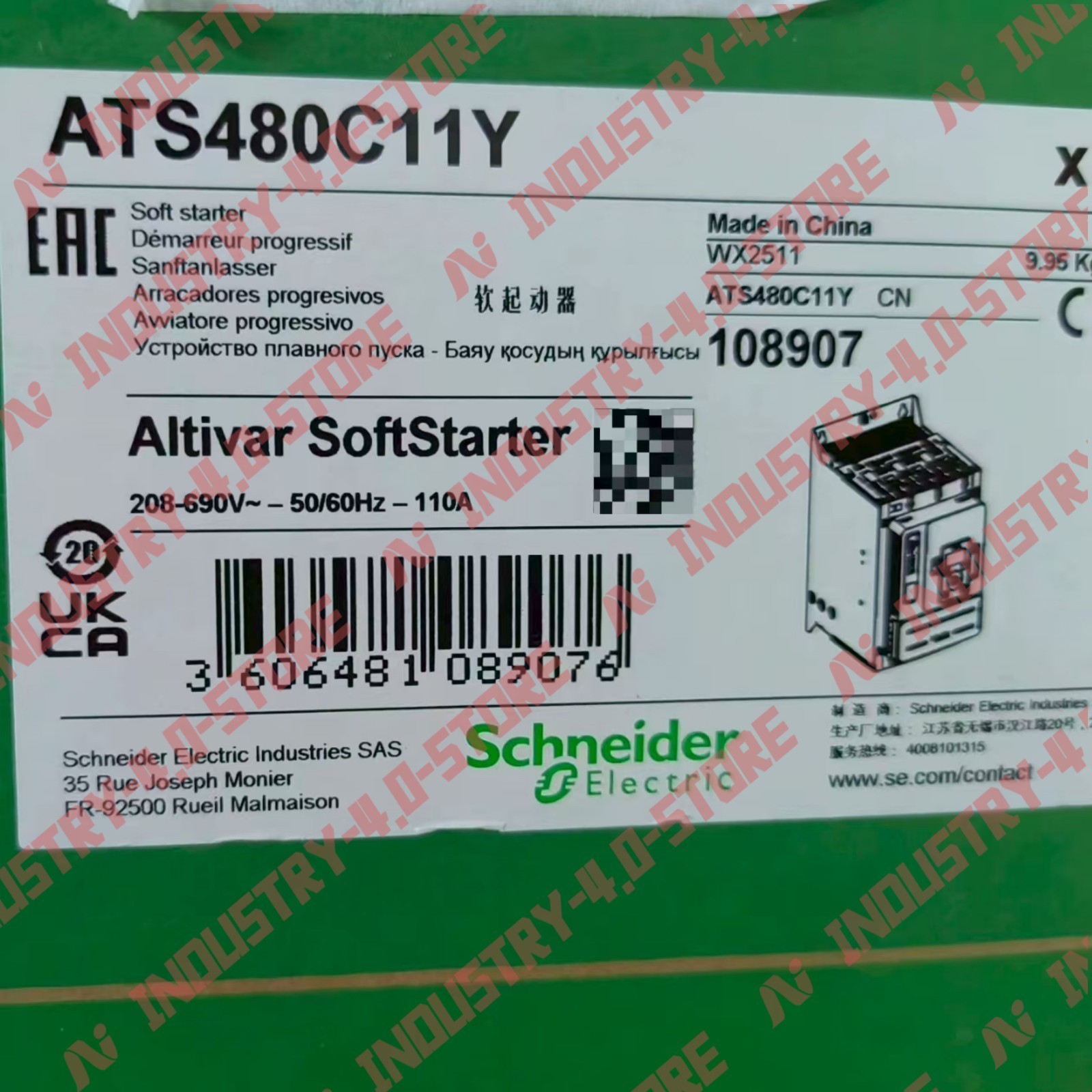 Schneider ATS480C11Y 110A 55kW Soft Starter#1pcs new in box