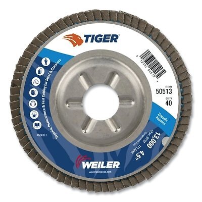 4-1/2 Tiger Abrasive Flap Disc, Alum. Backing, 40Z, 7/8 Arbor Hole