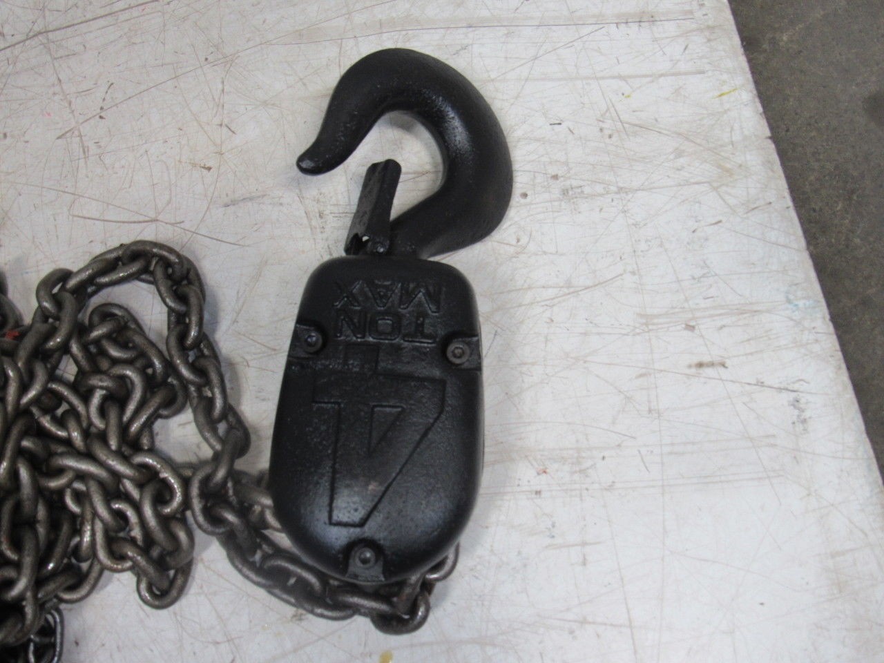 CM Model S 4 Ton Manual Chain Fall Hoist 32′ 6″ Lift w/Load Limiter Tested