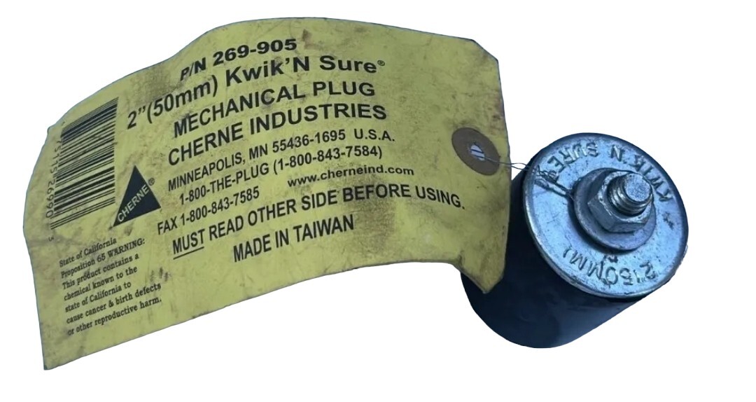 CHERNE 269-905. 2″ Kwik ‘N Sure Mechanical Pipe Plug **SALE**