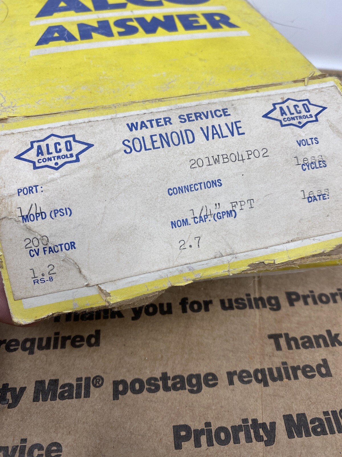 Vtg Alco 030540 Solenoid Valve Series 214CB 1/4B NOS 201WB04P02