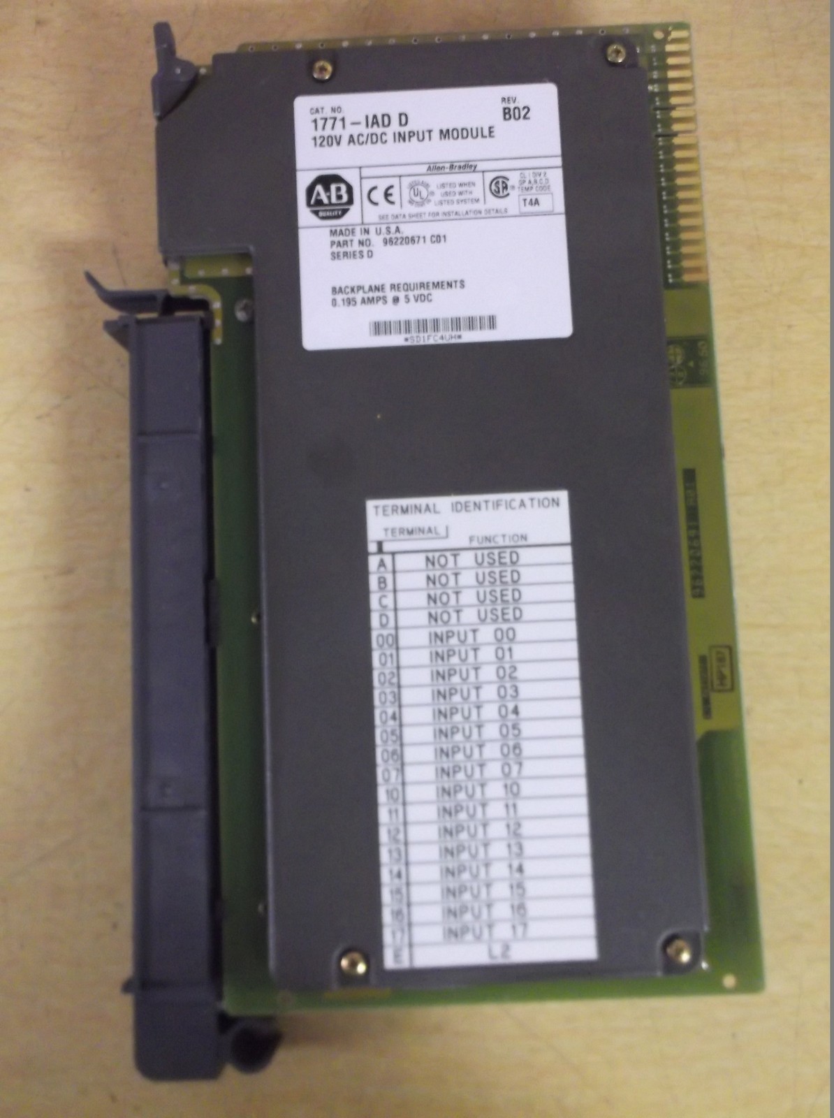 Allen Bradley 1771-IAD D Rev B02 120V AC/DC Input Module *FREE SHIPPING*