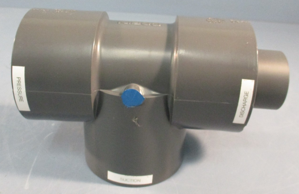 NIBCO SCH80 PVC 2.0″ NPT, STRAIGHT TEE, EJECTOR 20 TO 250PSI 140 DEG 1070376