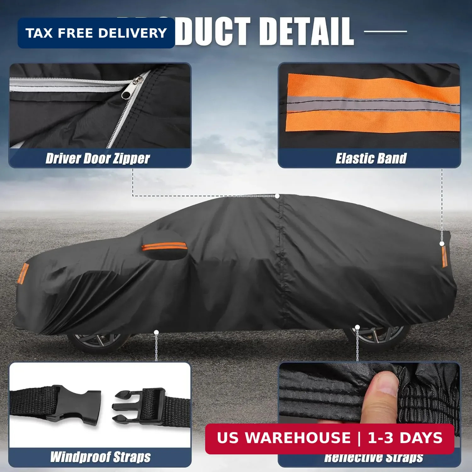 X AUTOHAUX Car Cover for Tesla Model Y 2020-2025 210D-PU Outdoor Full Car Cover