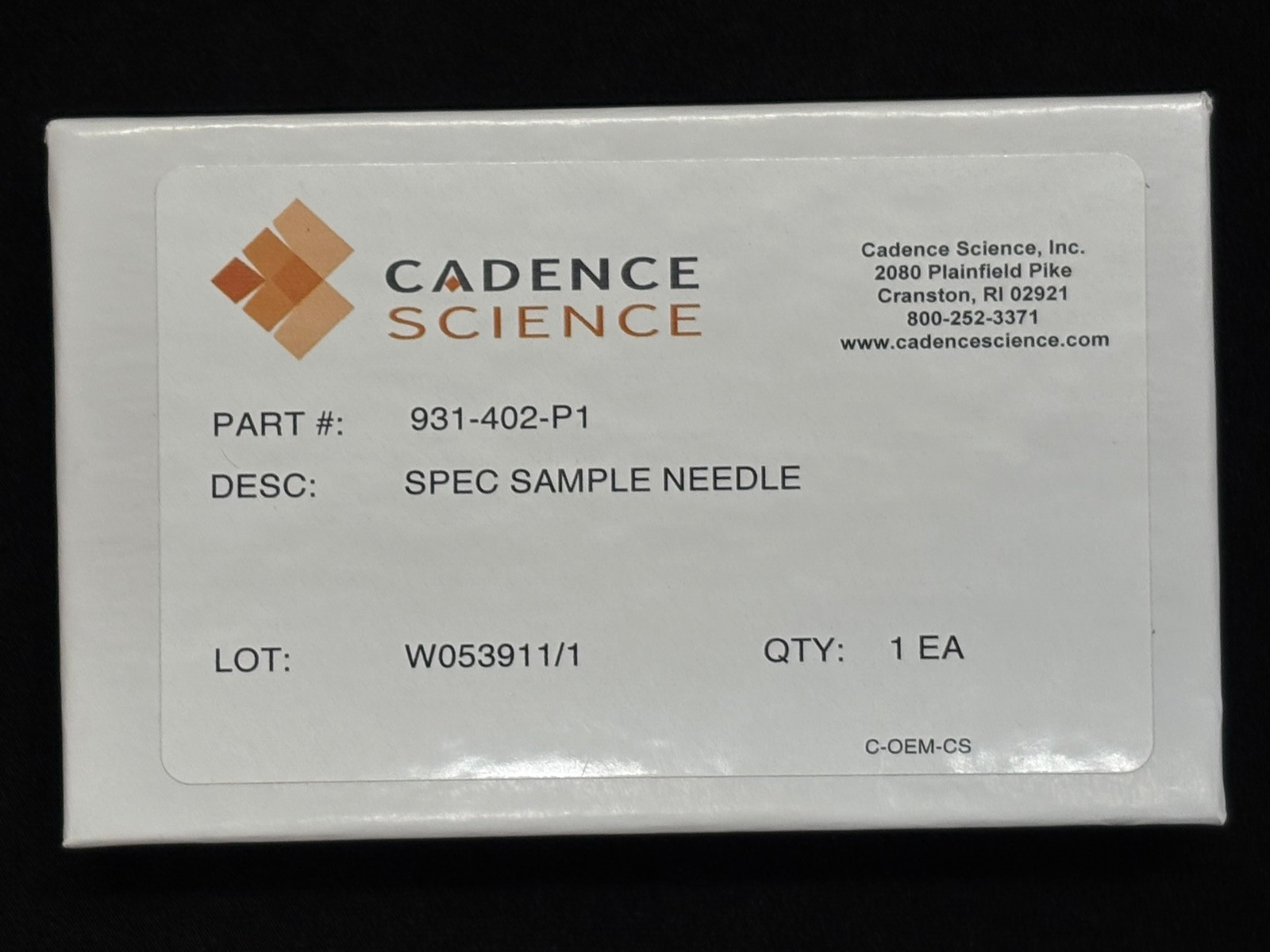 NEW OLD STOCK Cadence Science 931-402-P1 Spec Sample Needle for INFICON Headspac