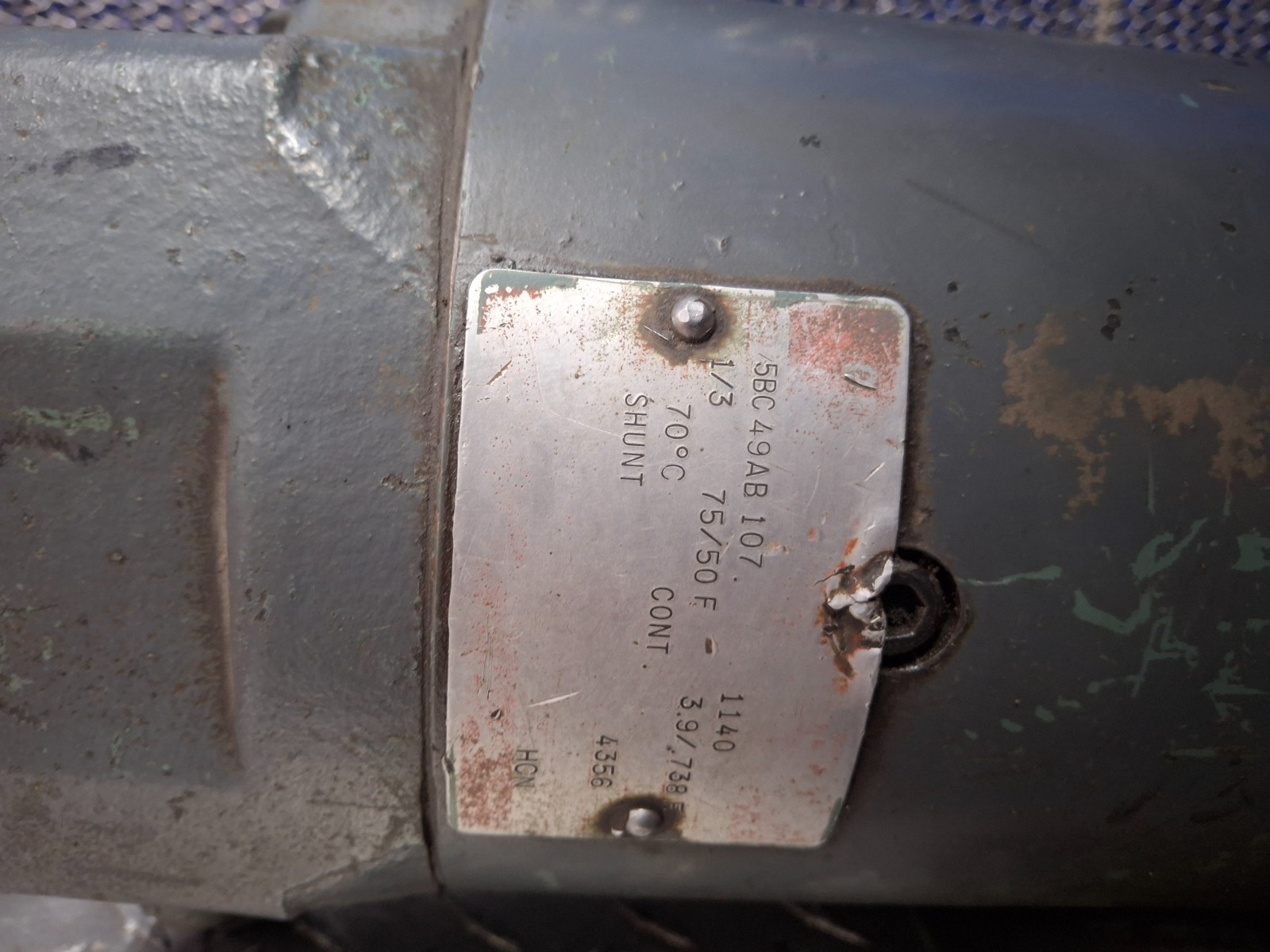 GE 5BC49AB107 DC Motor 114D Frame 1/3 HP 1140 Rpm 75/50V Shunt Wound