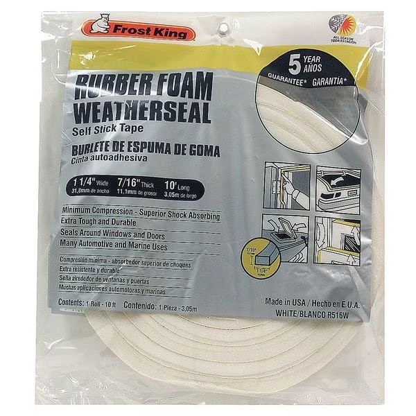 Frost King Sponge Rubber Foam Tape, 1-1/
