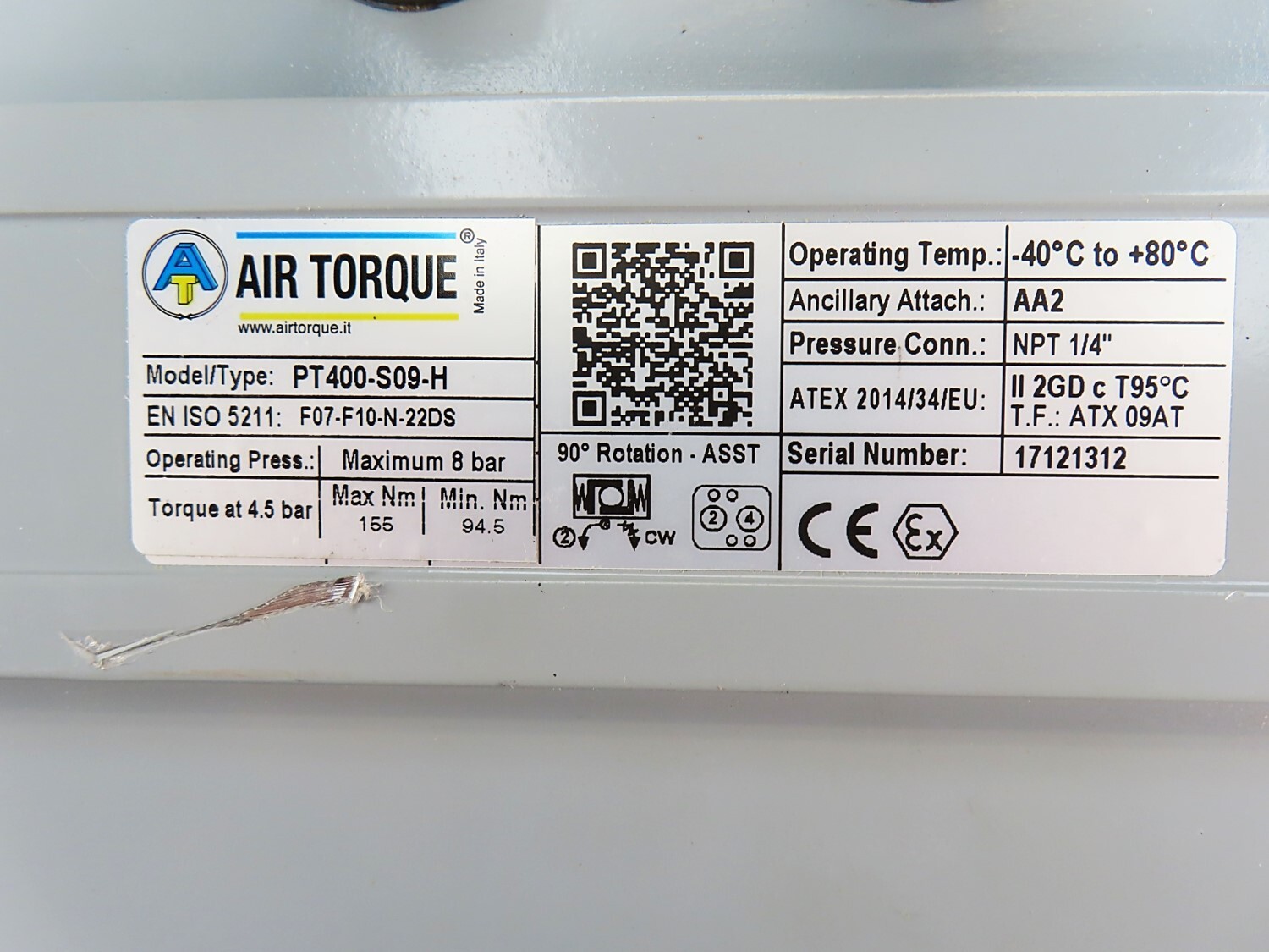 Air Torque PT400-S09-H PT400S09H, PT400 S09 H Pneumatic Valve Actuator NEW