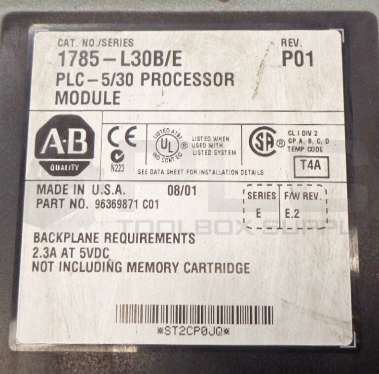 ALLEN BRADLEY 1785-L30B /E PROCESSOR MODULE 1785-L30B SER E