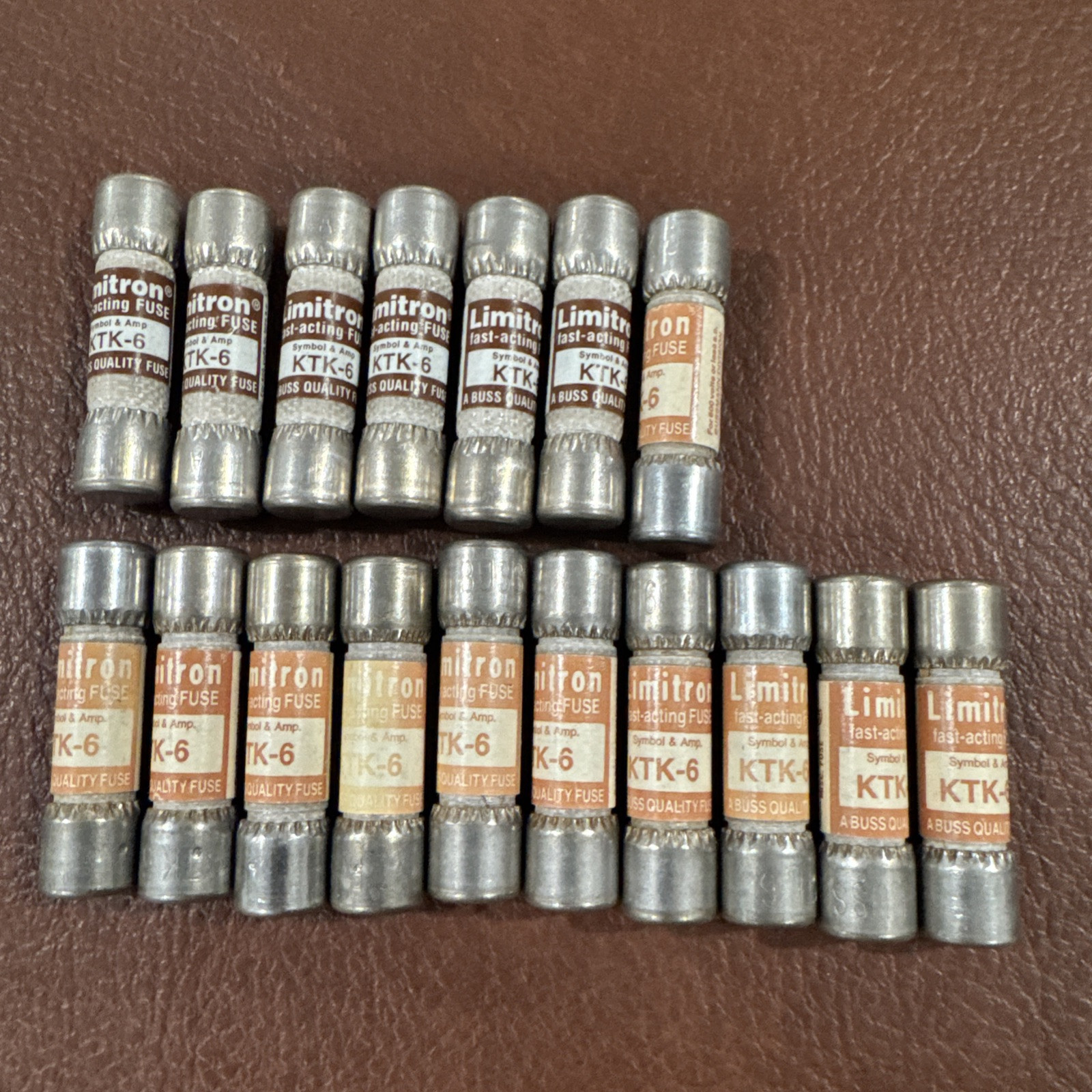 17x BUSSMANN KTK-6 LIMITRON FAST-ACTING FUSE 600V KTK 6