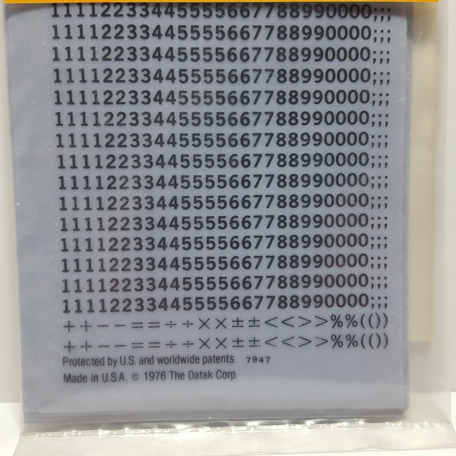 NOS Vintage DATAK 12 Pack 1/8″ BLACK NUMERALS Dry Transfer Sheets 9621 USA Made