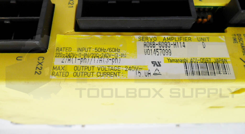 FANUC A06B-6093-H114 /D SERVO AMPLIFIER UNIT 27A 220-240V 50/60HZ *READ*
