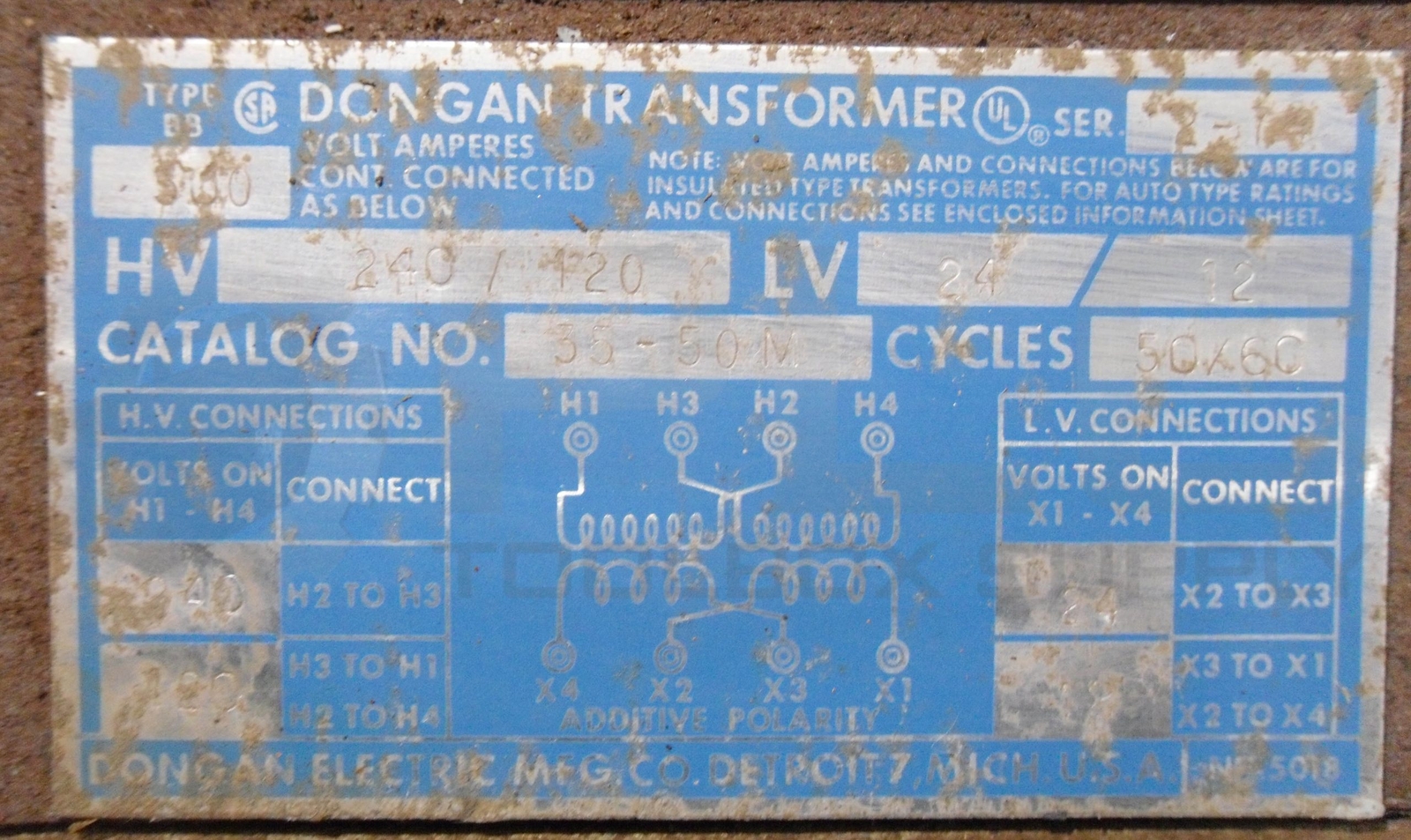 DONGAN 35-50M TRANSFORMER 50/60HZ 120-240V