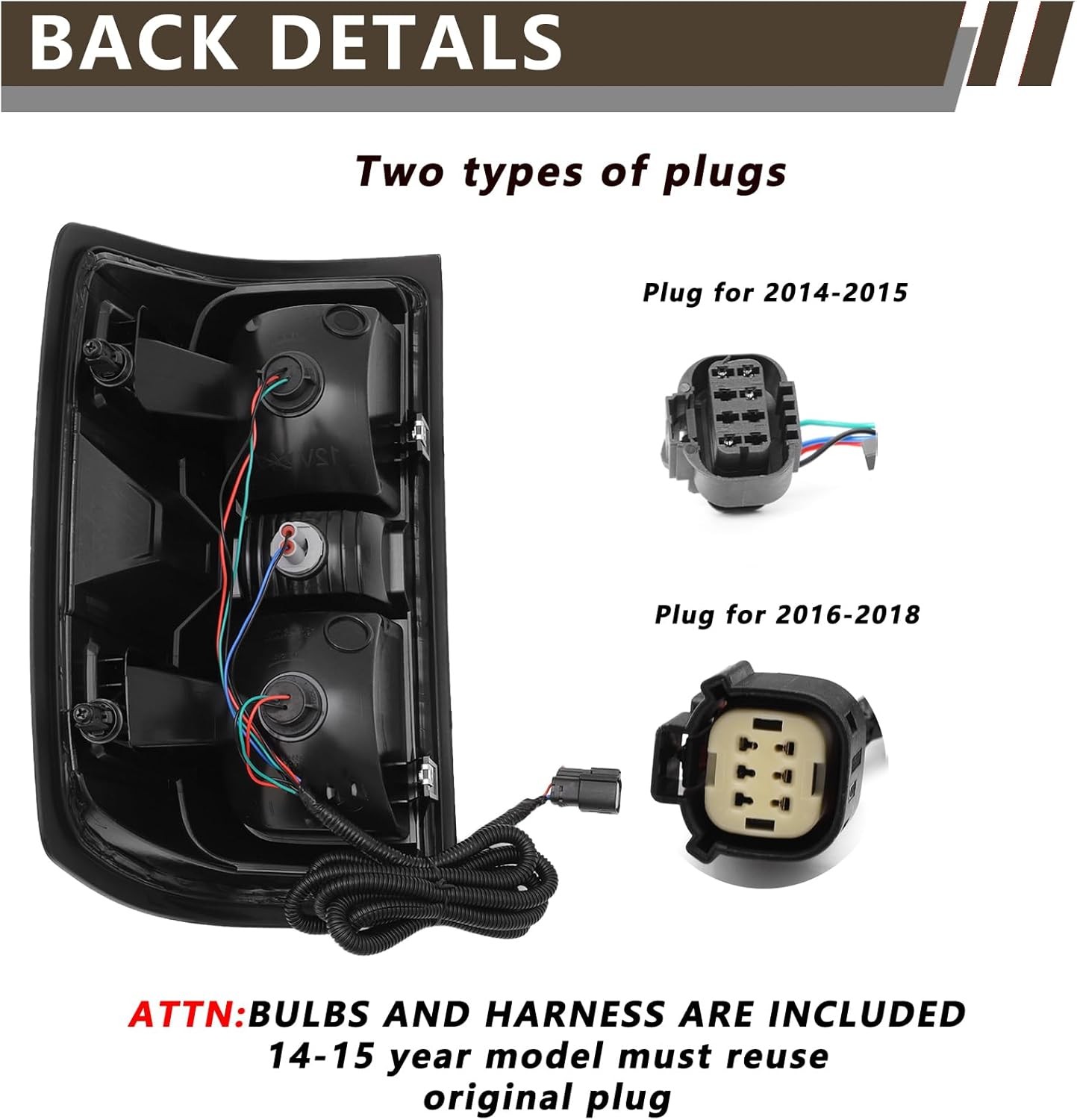 Tail Light Assembly Compatible with 2014-2018 Chevy Silverado 1500/2019 Silverad