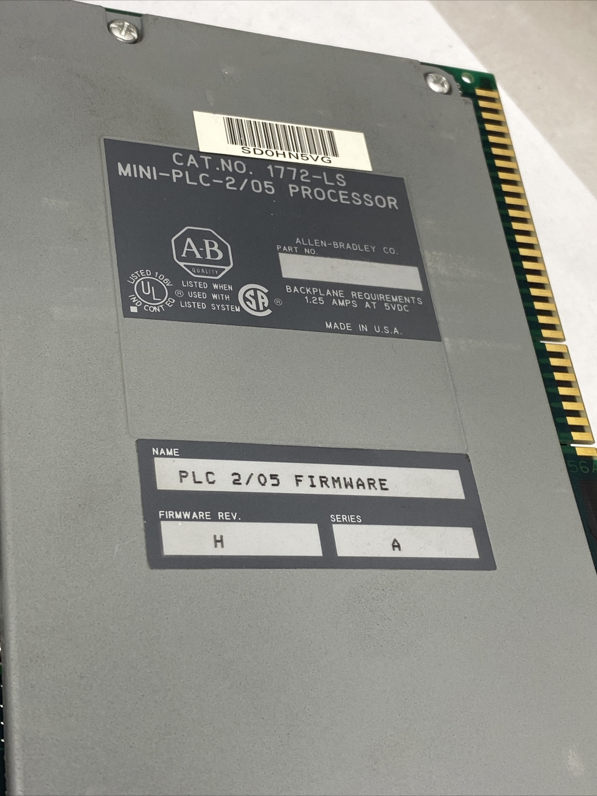 Allen Bradley 1772-LS Mini-PLC-2/05 Processor Module Ser A Firmware Rev. H