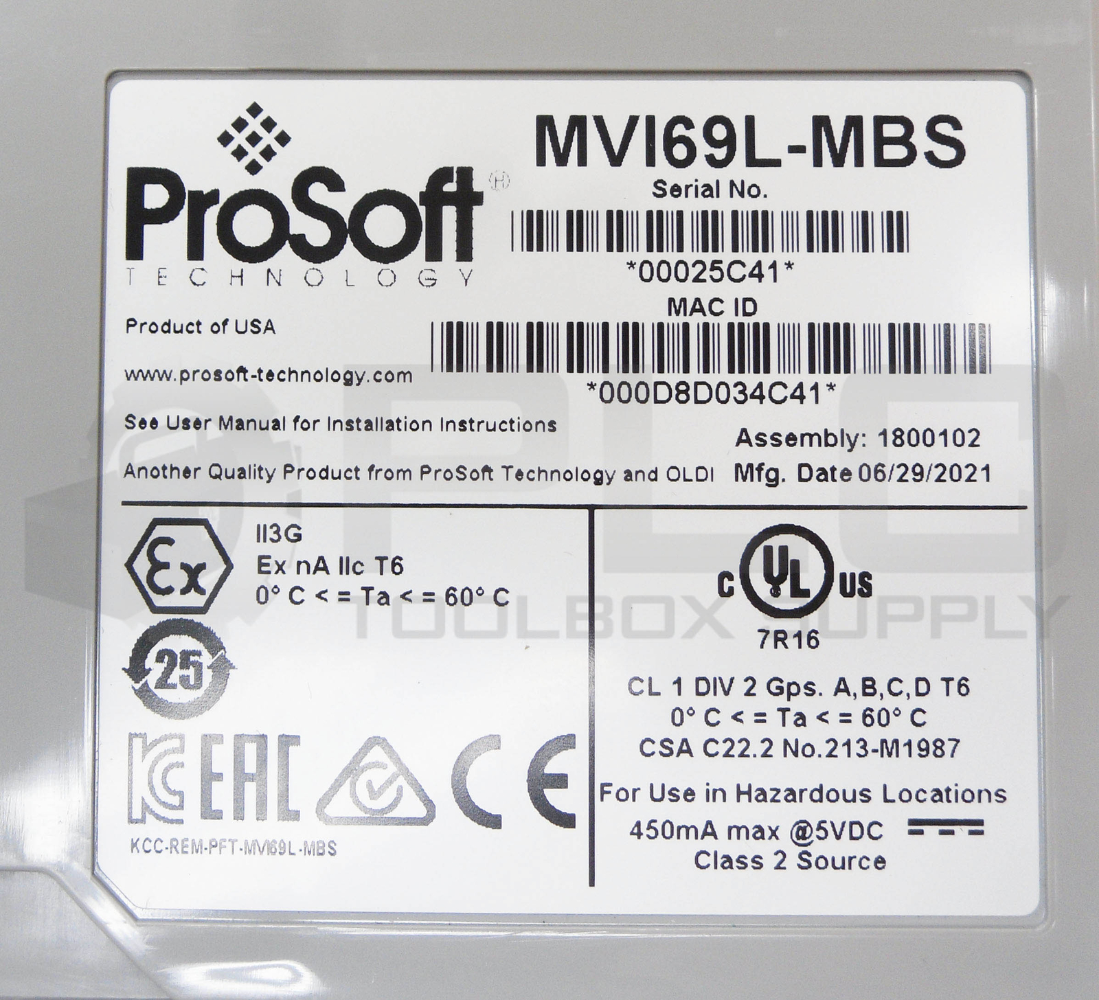 NEW PROSOFT MVI69L-MBS COMMUNICATION MODULE 5VDC