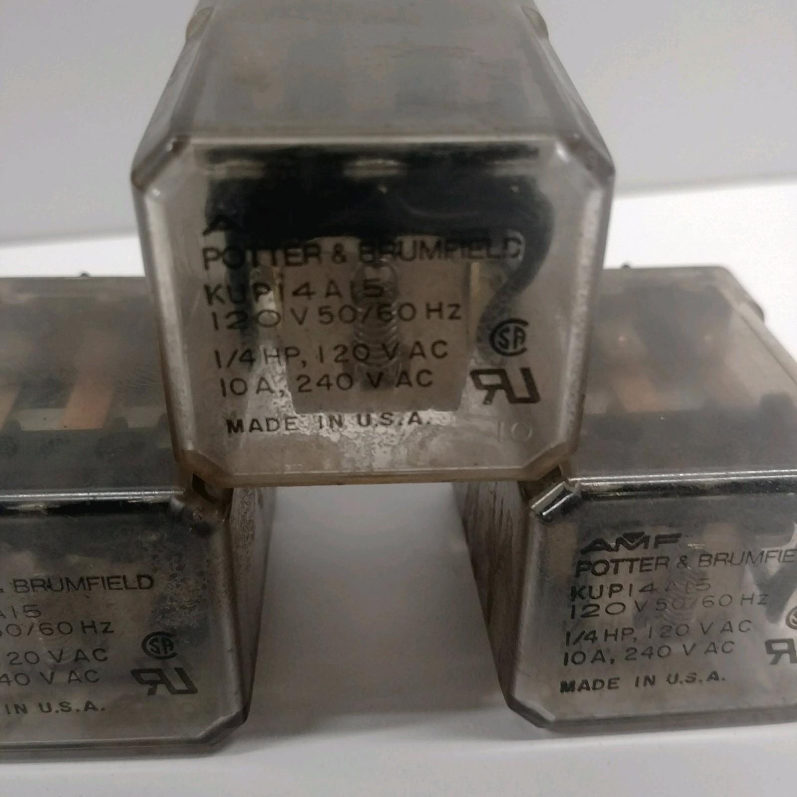 LOT OF (3) GUARANTEED! GOOD POTTER-BRUMFIELD 3PDT 120V 11 BLADE RELAYS KUP14A15