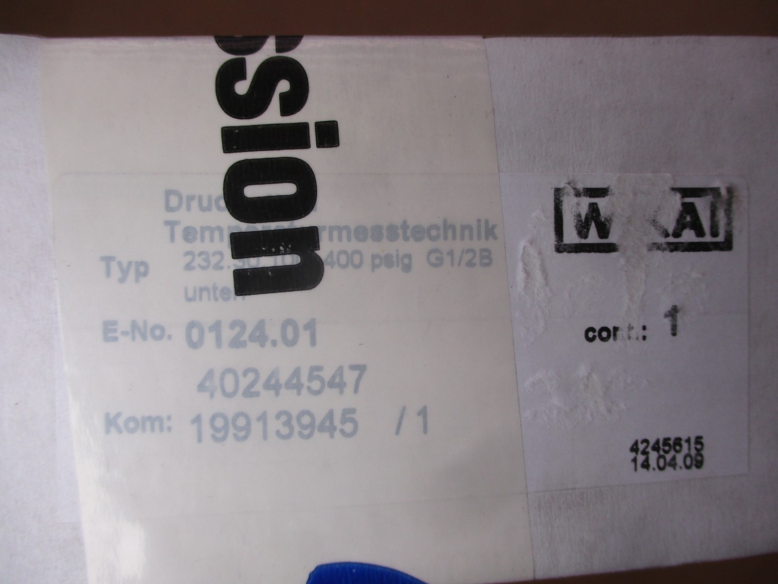 New Burckhardt Compression 1st Stage Suction Manometer 2D200-1F 53101PRX