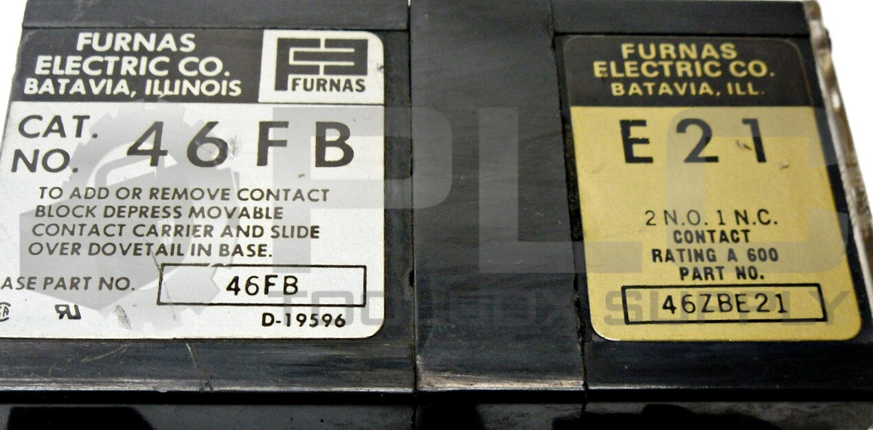 FURNAS ELECTRIC CO 46ZBE21 CONTACT BLOCK 10A 3POLE W/46FB COIL 110/120V 50/60HZ