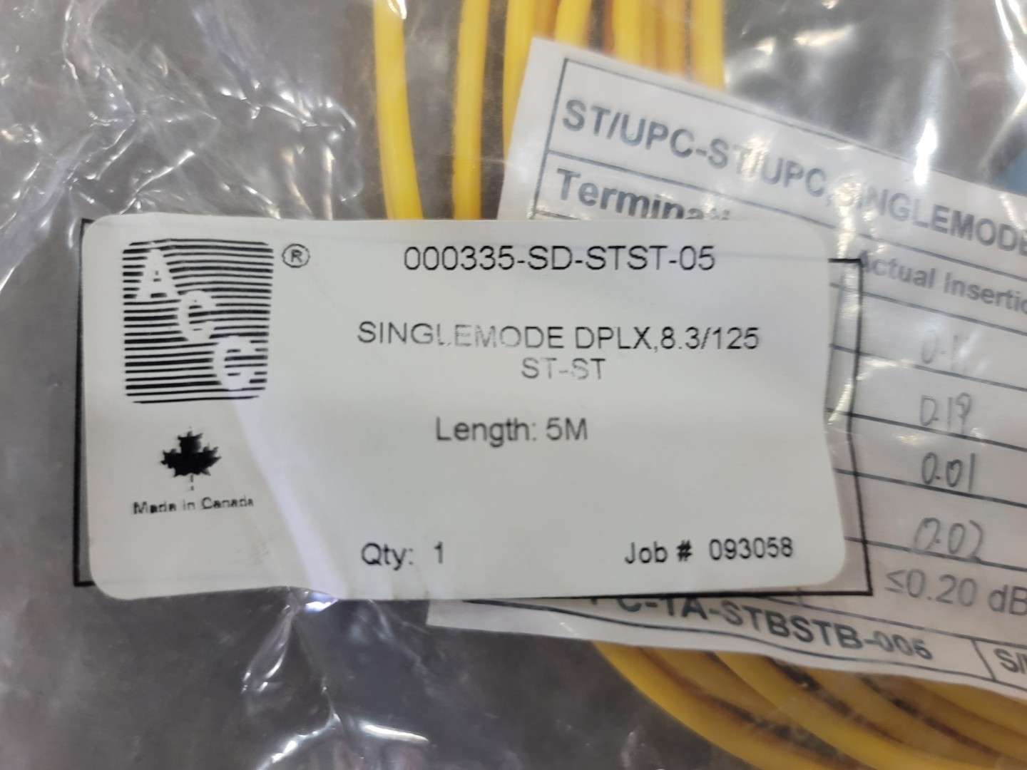 SURPLUS NEW 000335-SD-STST-05 5M Fiber Optic Patch Cord Cable – Wire & Cable