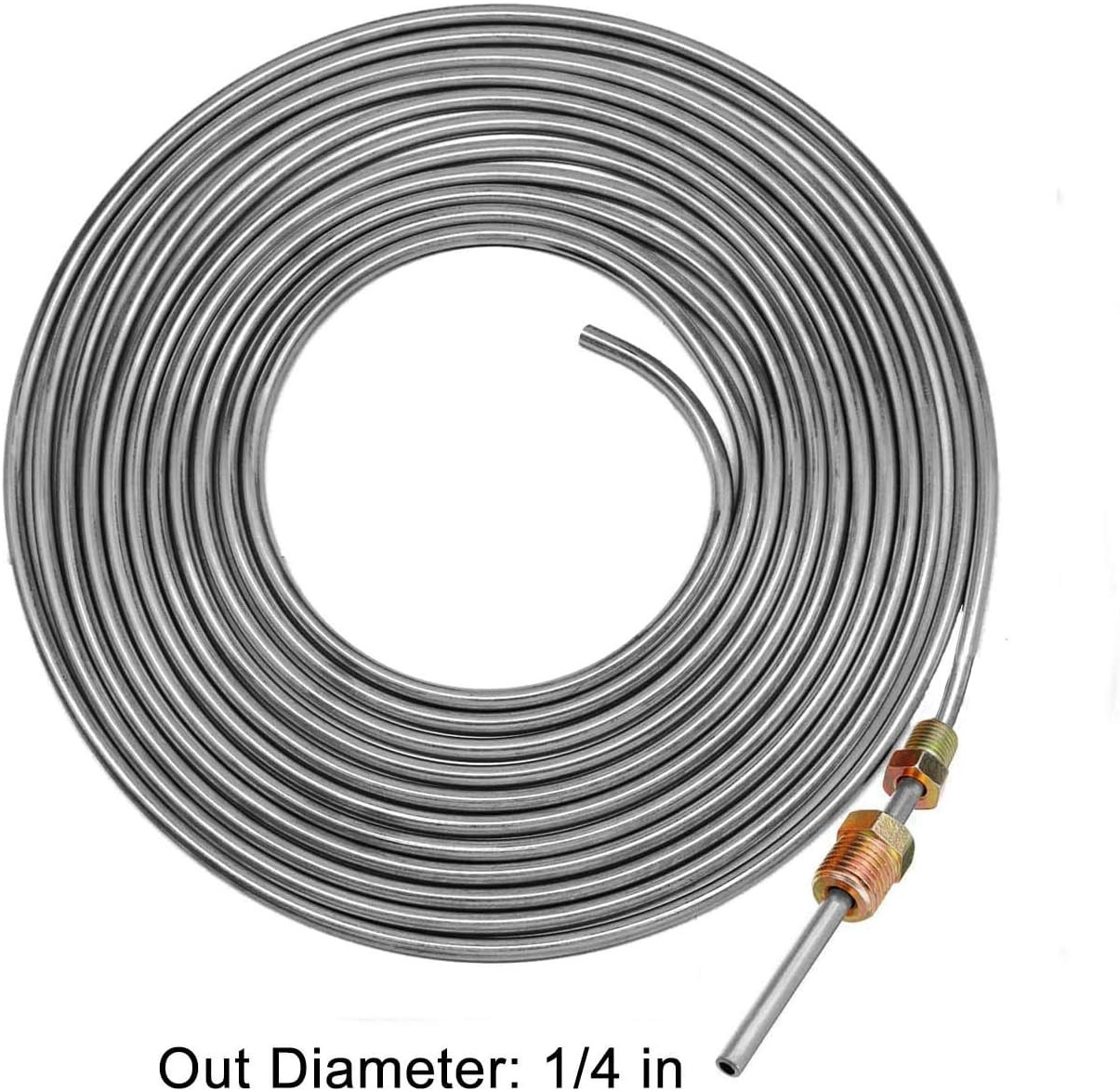 Brake Line Kit 25 ft 1/4″ – Upgraded Zinc-Coated Flexible Brake Tubing Roll with